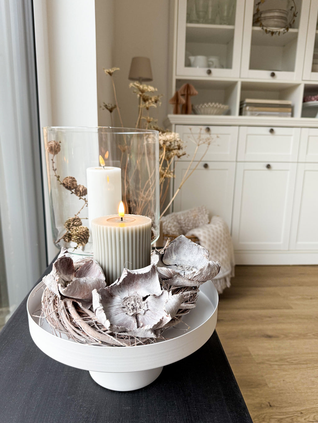 Kokosnussblüten – getrocknete Blütenkelche im 3er-Set, White-Wash