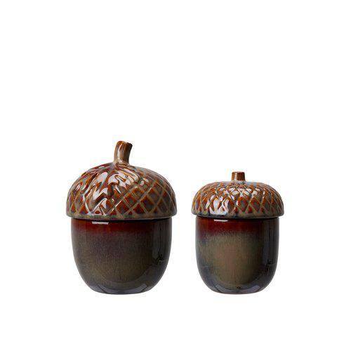 KERZE MIT DECKEL EICHEL, braun  - 2 Größen