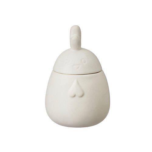 Hahn/ Henne Dose mit Deckel, offwhite - 13 cm