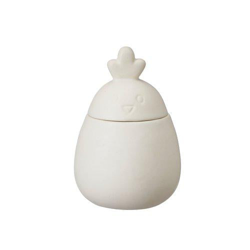 Hahn/ Henne Dose mit Deckel, offwhite - 13 cm