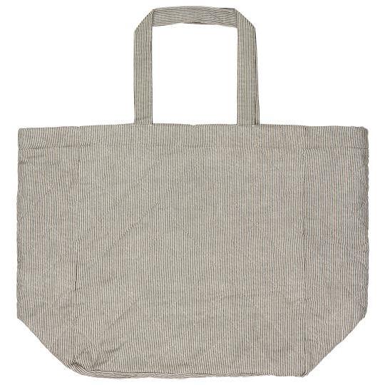 Tasche wattiert weiß und dunkelgrau gestreift - Baumwolle
