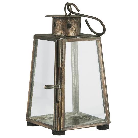 Laterne mini schräge Seiten - messingfarben