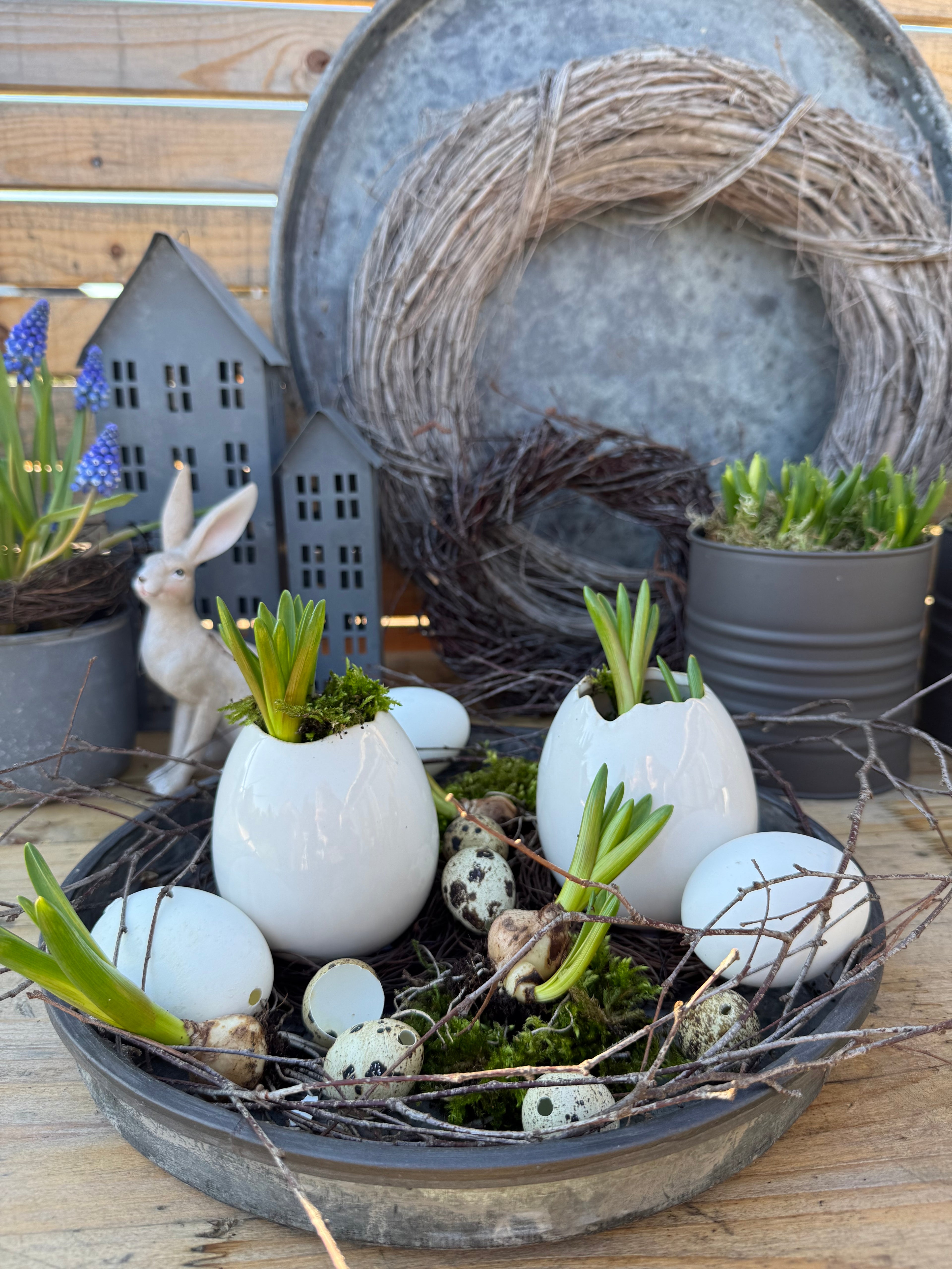 Tablett/ Kerzentablett Zink rund mit Kante Urban Garden - 2er Set