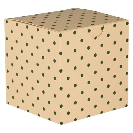 Faltschachtel mit grünen Pünktchen, Geschenkebox, Papier - 10,2 cm