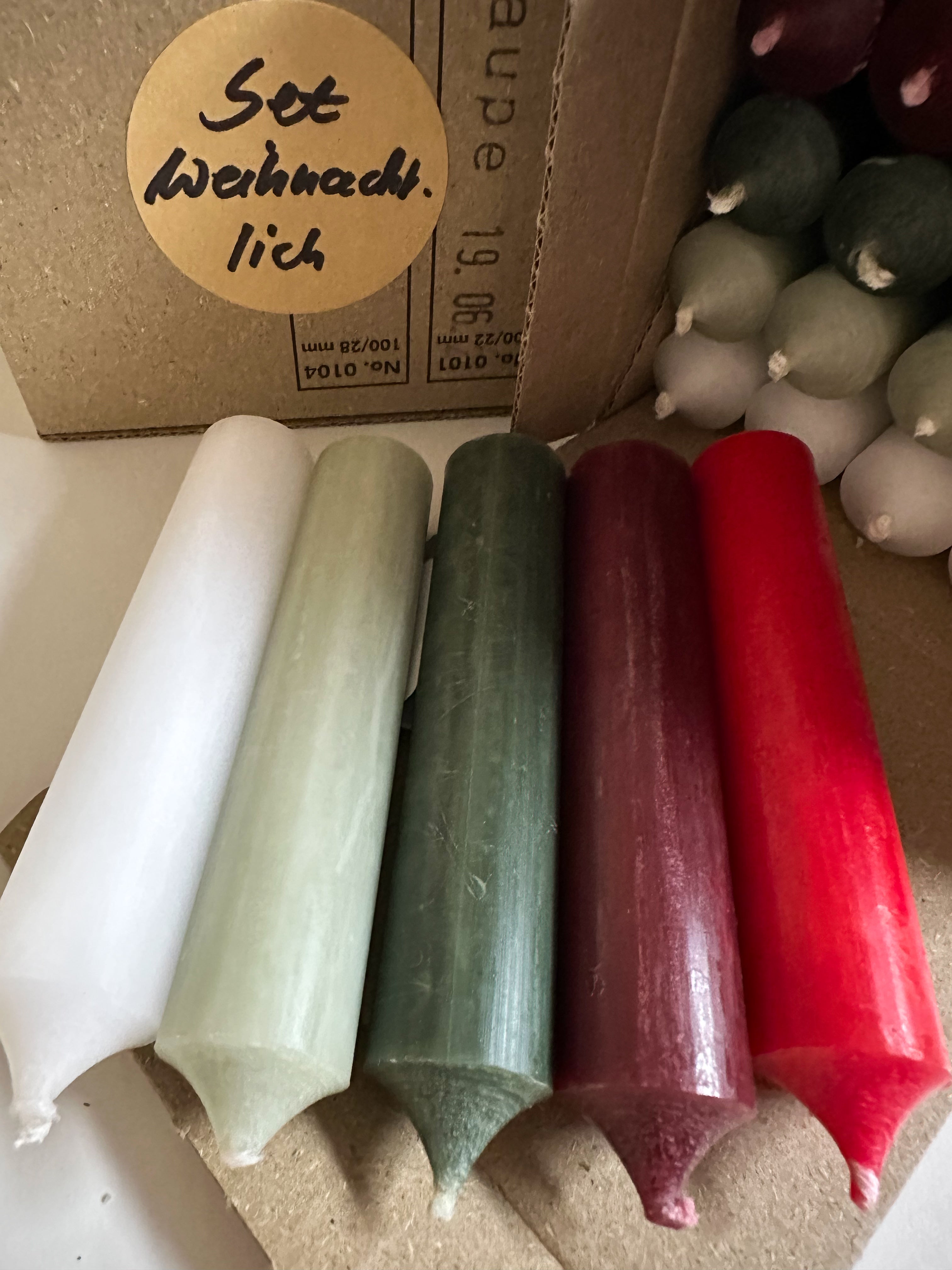 25er Box/ Set "Weihnacht.lich" kurze Stabkerzen 10 x 2,2 cm