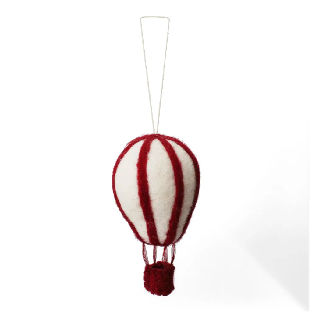 Heißluftballon/ Air Balloon, Filz Anhänger - rot/ weiß