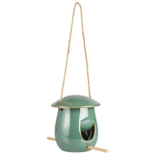 Vogelfutterhaus zum hängen, Keramik - Petrol