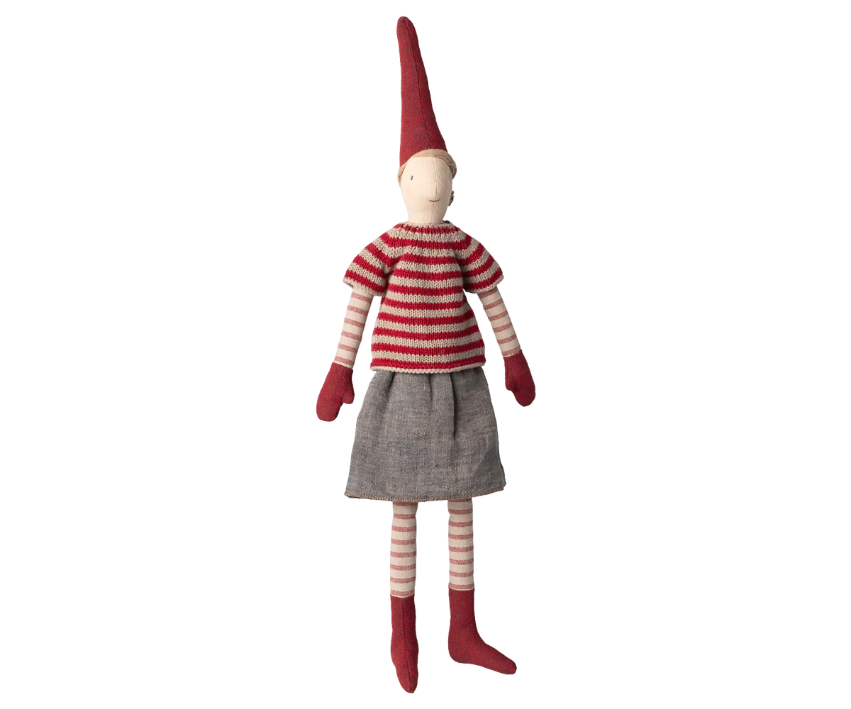 Wichtel Medium Pixy, Größe 3 - Mädchen mit streiftem Shirt und Rock - 51 cm