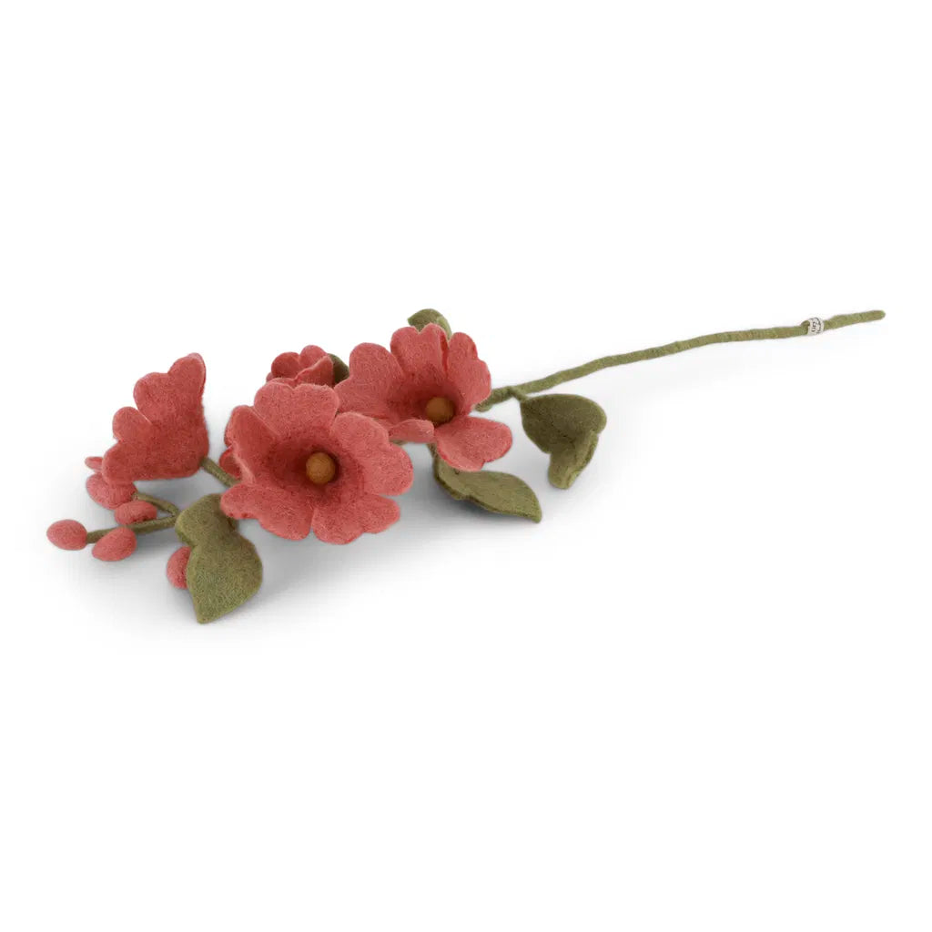 Malve handmade - Filzblüte/ Blume aus Filz - Hollyhock Dusty Red