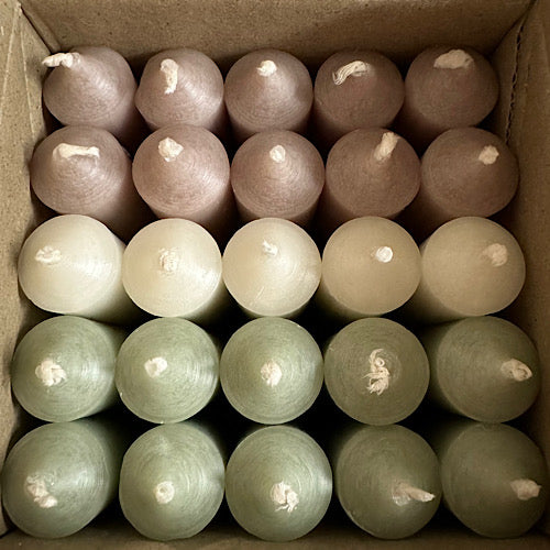 25er Box/ Set "Natür.lich" kurze Stabkerzen 10 x 2,2 cm