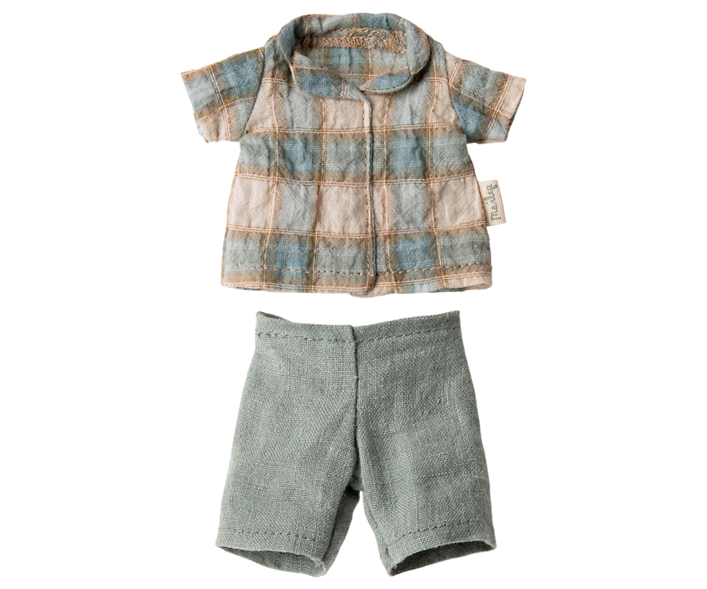 Kaninchen/ Hase, Größe 1 - Junge mit kariertem Shirt und Shorts - 24 cm