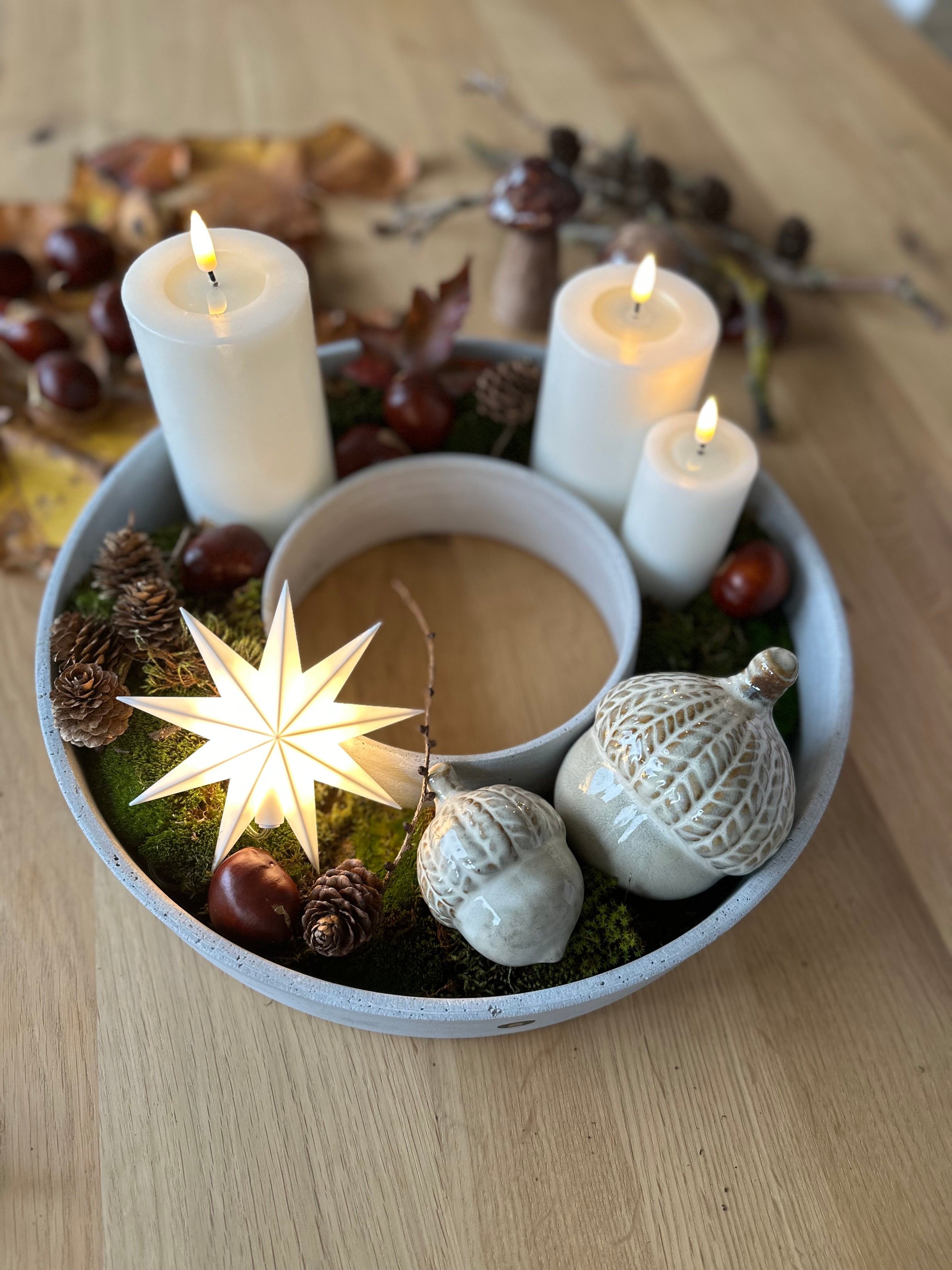 LED Leuchtstern/ Fensterstern 9 Zacken, weiß  Ø 11,5 cm mit Batteriefach und Timer