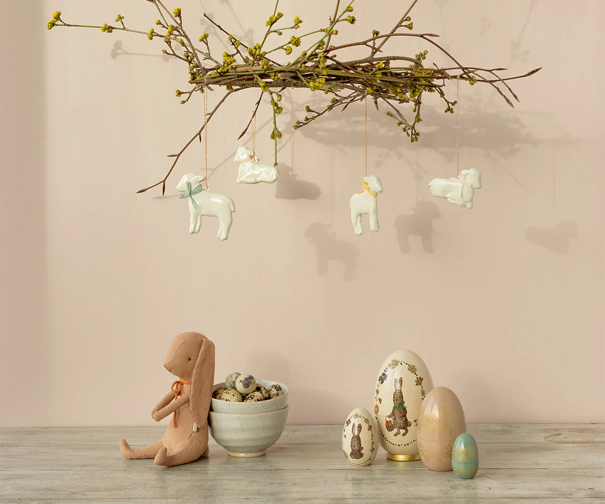 Anhänger Metallornament, Lamm - Schleife Powder