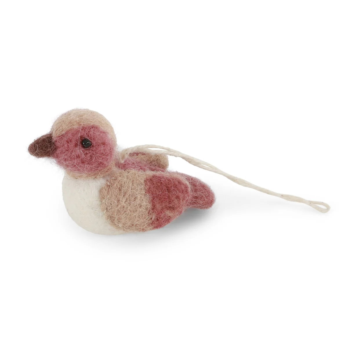 Mini Vogel/ Filz Spatz Dusty Red/White - 5,5 cm