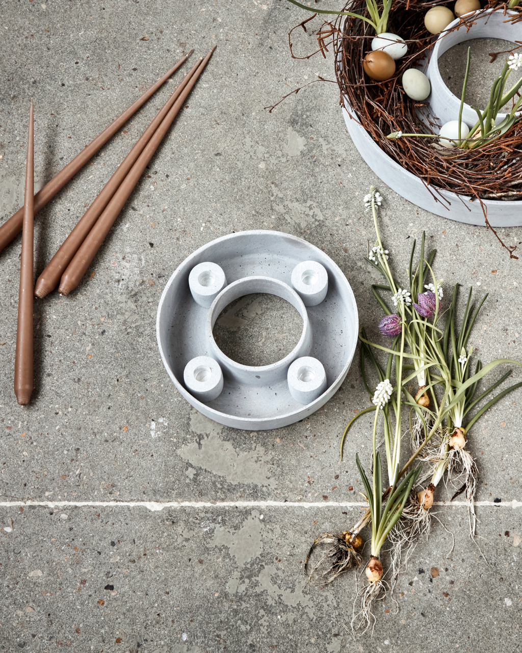 Kerzenständer für Stabkerzen, HD The Ring, Grau - 26 cm