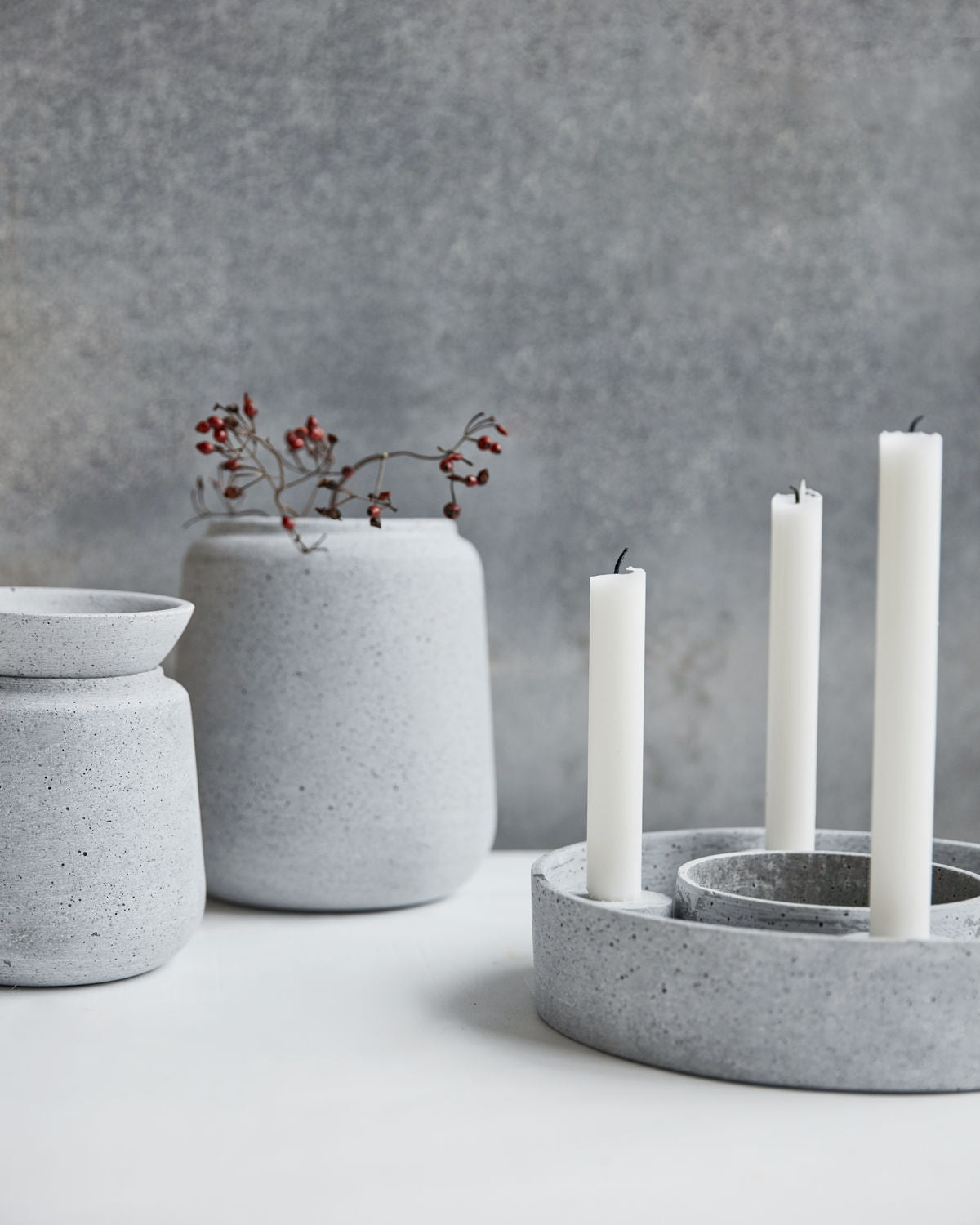 Kerzenständer für Stabkerzen, HD The Ring, Grau - 26 cm