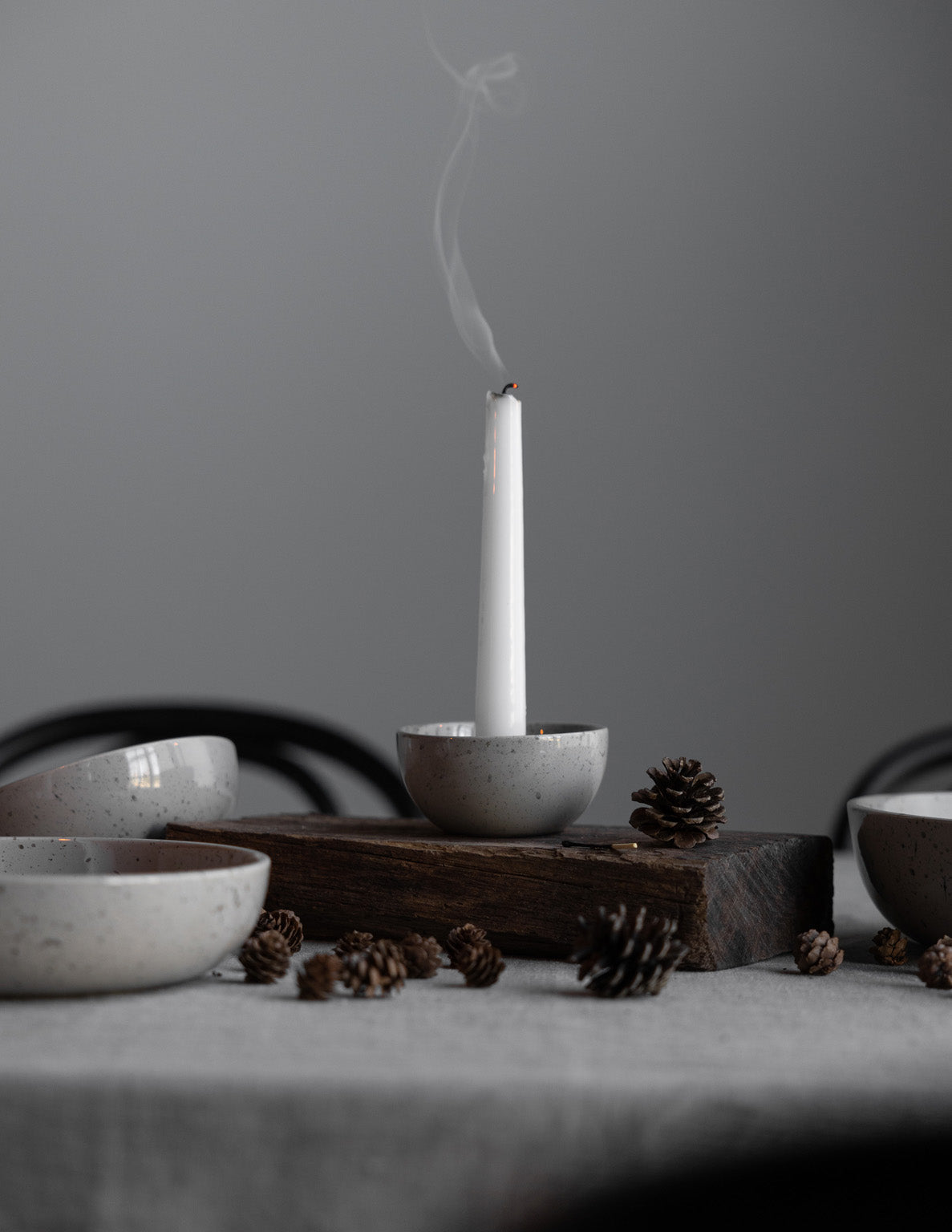 Kerzenhalter Lidatorp Mini - natur/ gesprenkelt