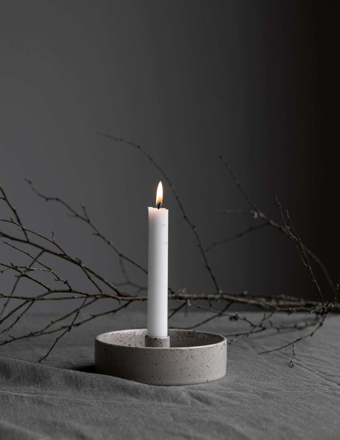 Kerzenhalter STORM, glasiert - natur/ gesprenkelt