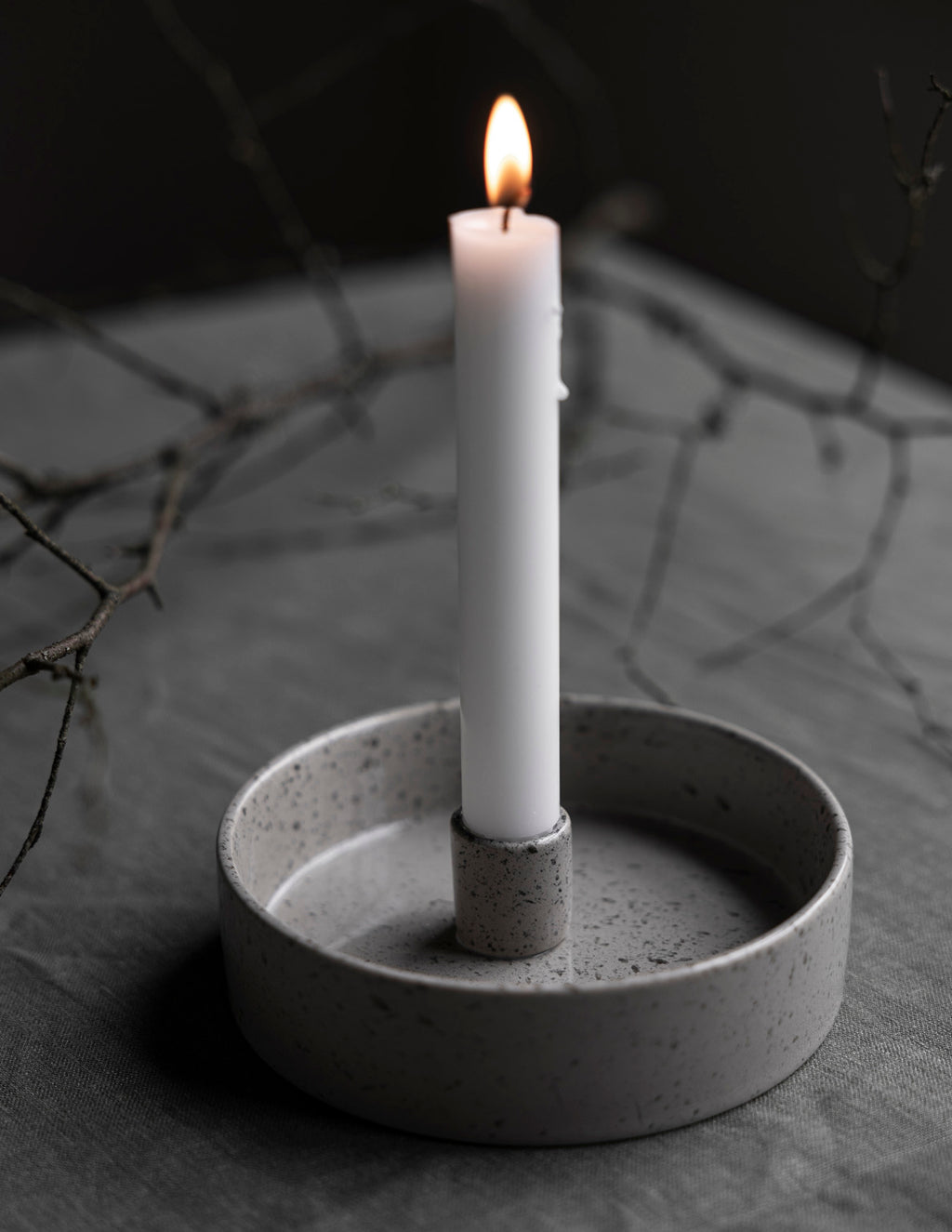 Kerzenhalter STORM, glasiert - natur/ gesprenkelt