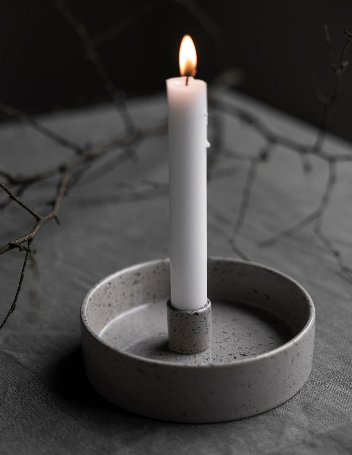 Kerzenhalter STORM, glasiert - natur/ gesprenkelt