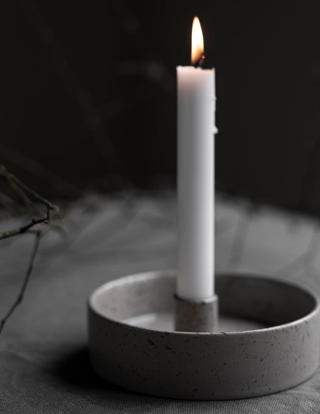 Kerzenhalter STORM, glasiert - natur/ gesprenkelt