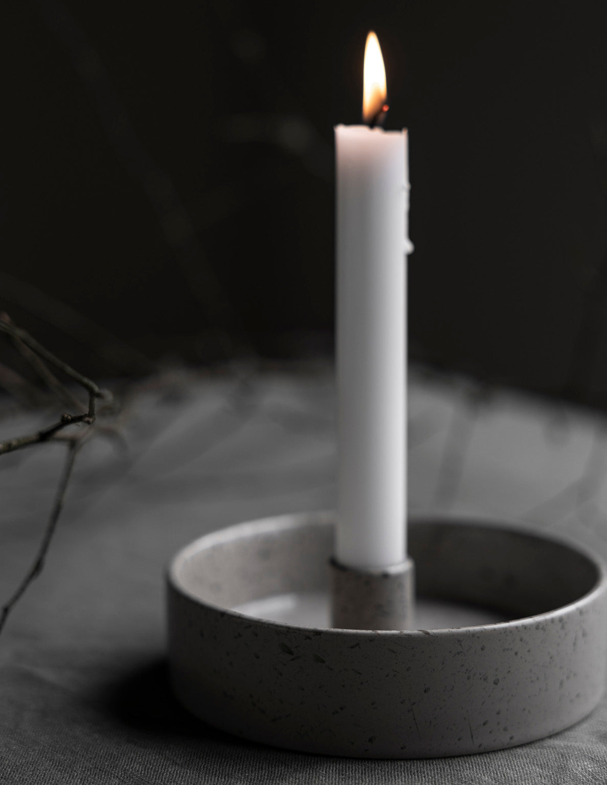 Kerzenhalter STORM, glasiert - natur/ gesprenkelt