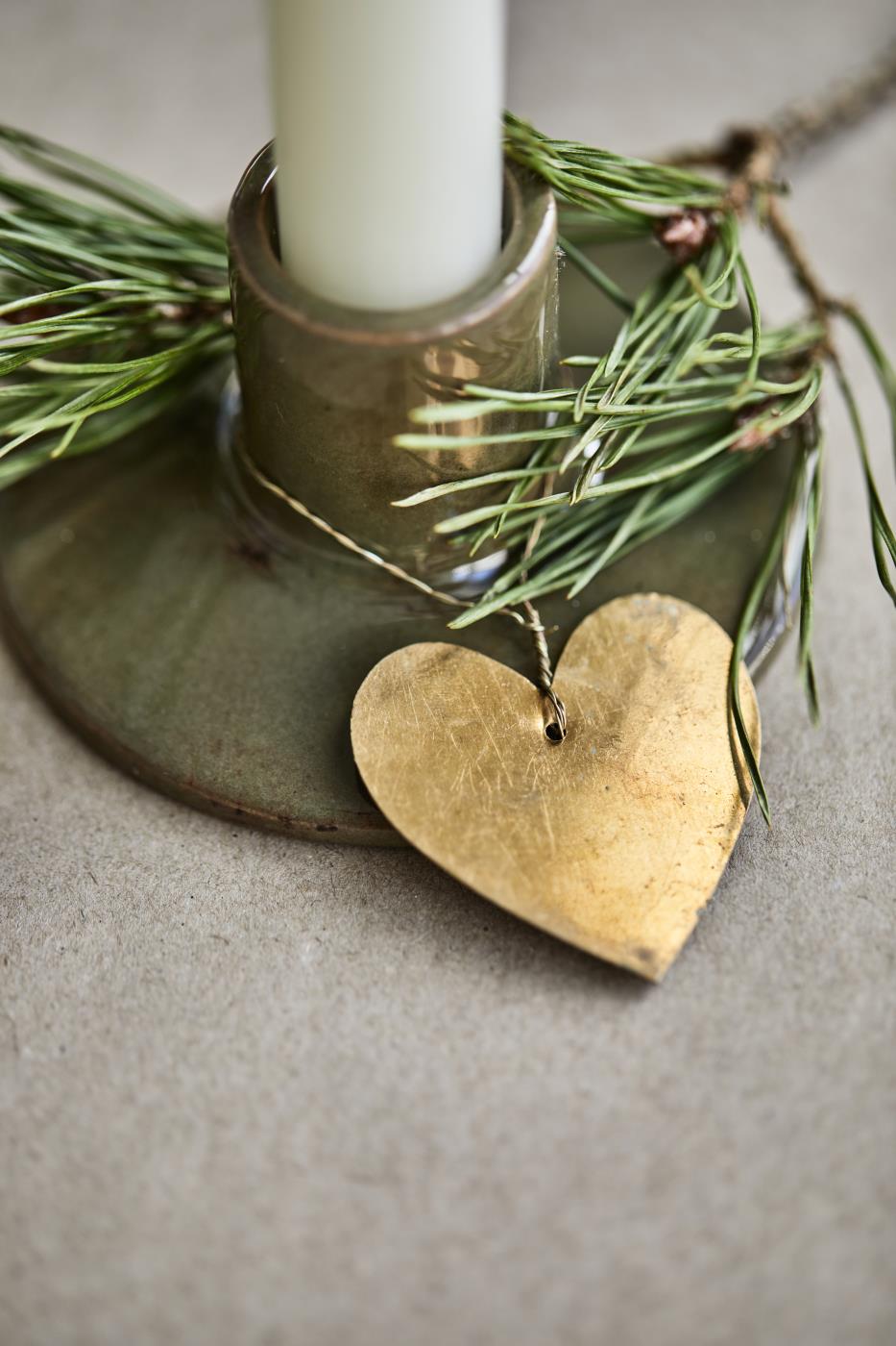 Herz Anhänger Messing - Weihnachtsschmuck zum hängen, 4,5 cm