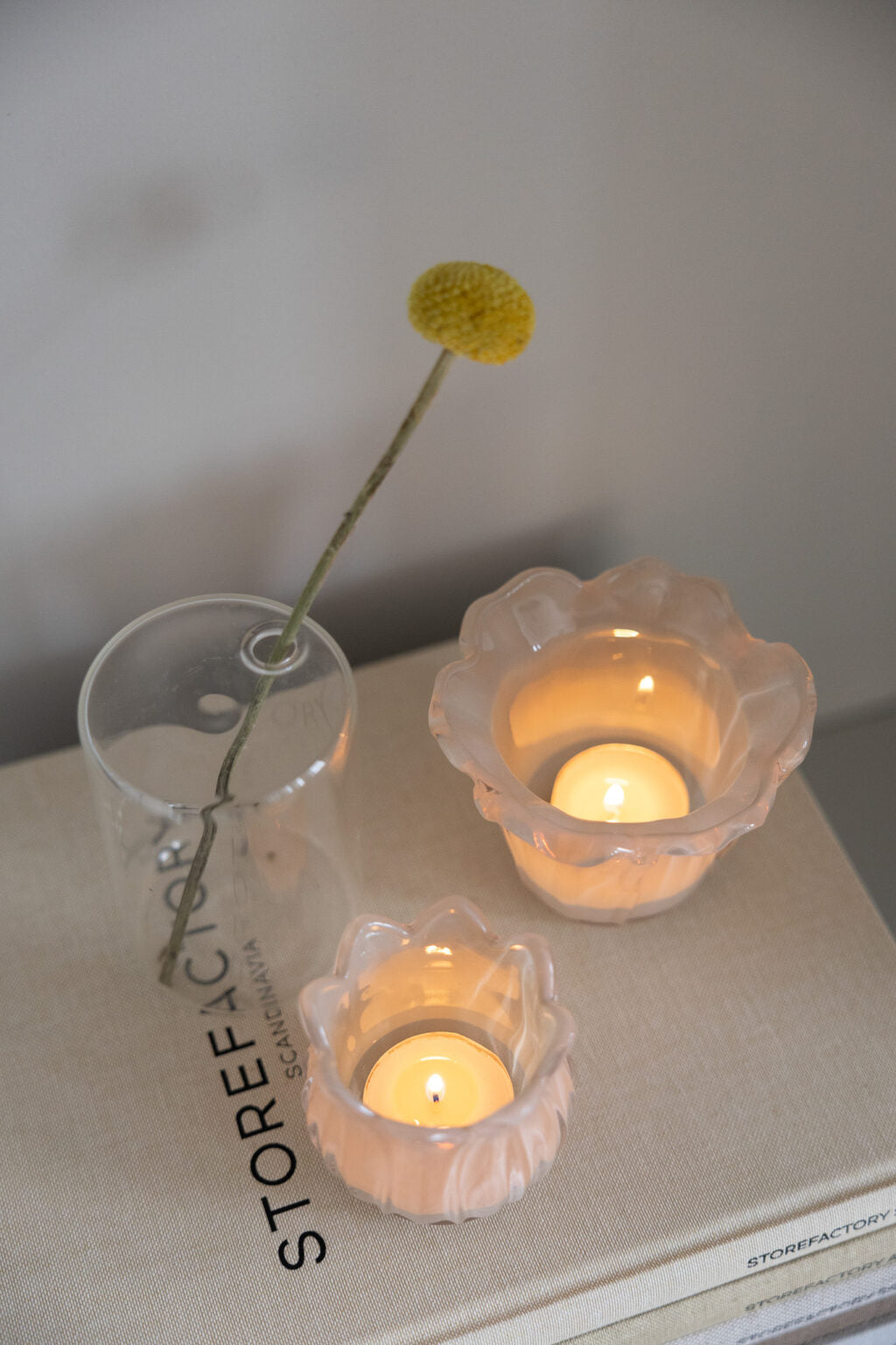 Windlicht/ Teelichthalter Ljunga - beige