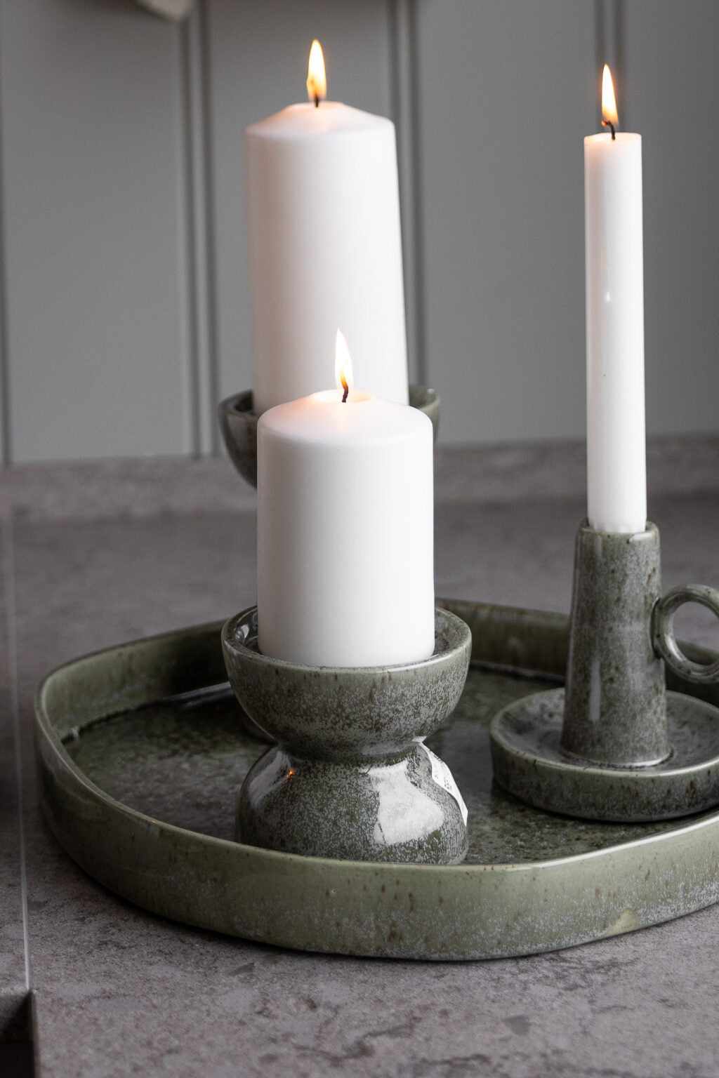 Kerzenhalter für Stumpenkerzen, Högalid - low green