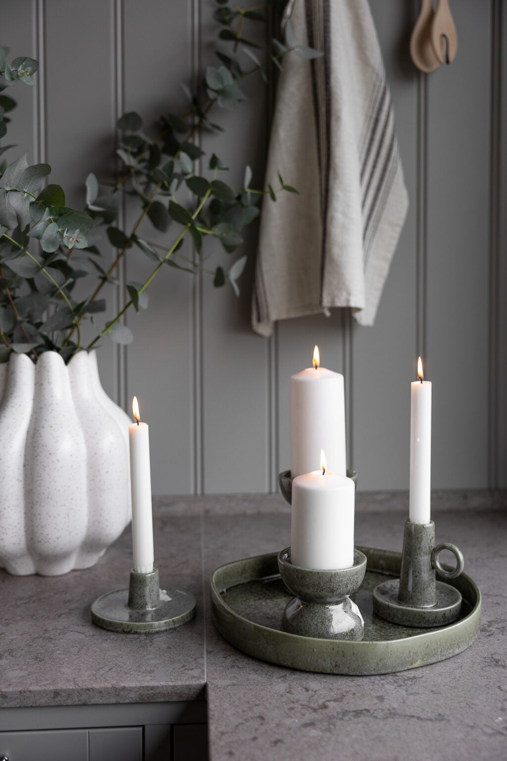 Kerzenhalter für Stumpenkerzen, Högalid - low green