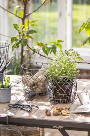 Korb Set/ Topfset Drahtkörbe, 2tlg. - Zink