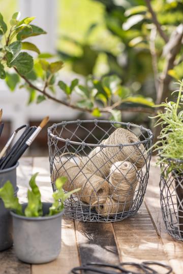 Korb Set/ Topfset Drahtkörbe, 2tlg. - Zink