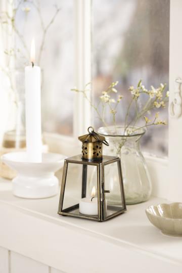 Laterne Blumen, konisch - messingfarben