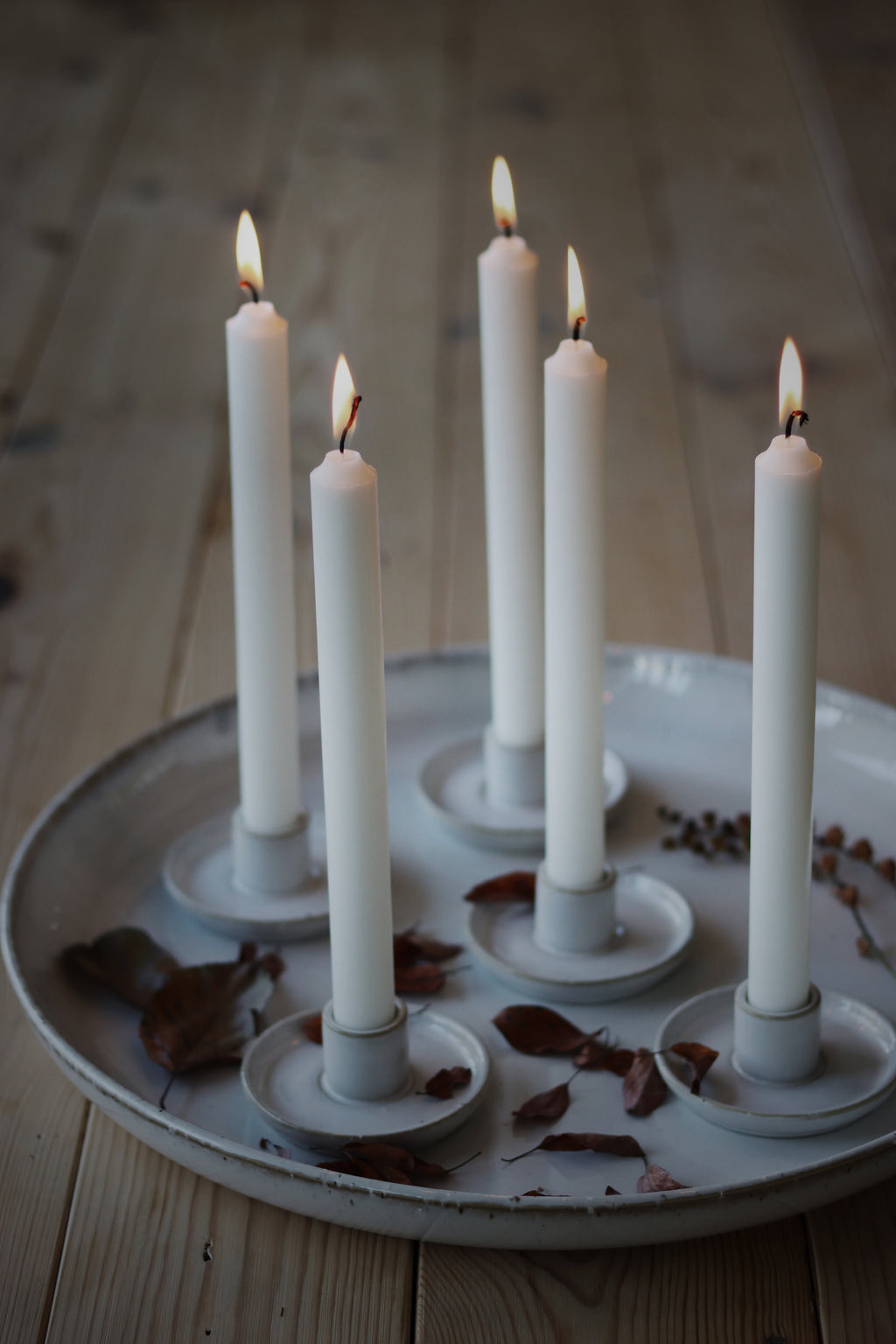 ERNST Kerzenhalter für Stabkerzen, naturweiß - H: 3,5 cm