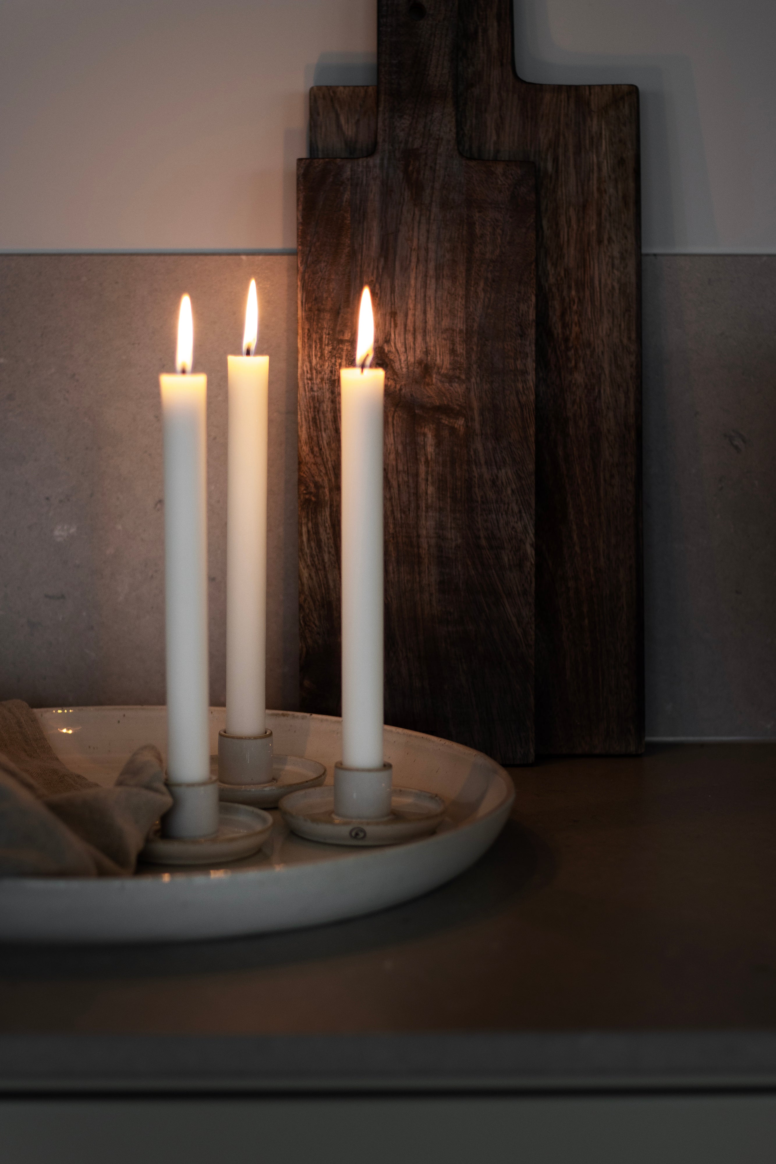 ERNST Kerzenhalter für Stabkerzen, naturweiß - H: 3,5 cm