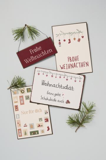 Metallschild "Frohe Weihnachten"