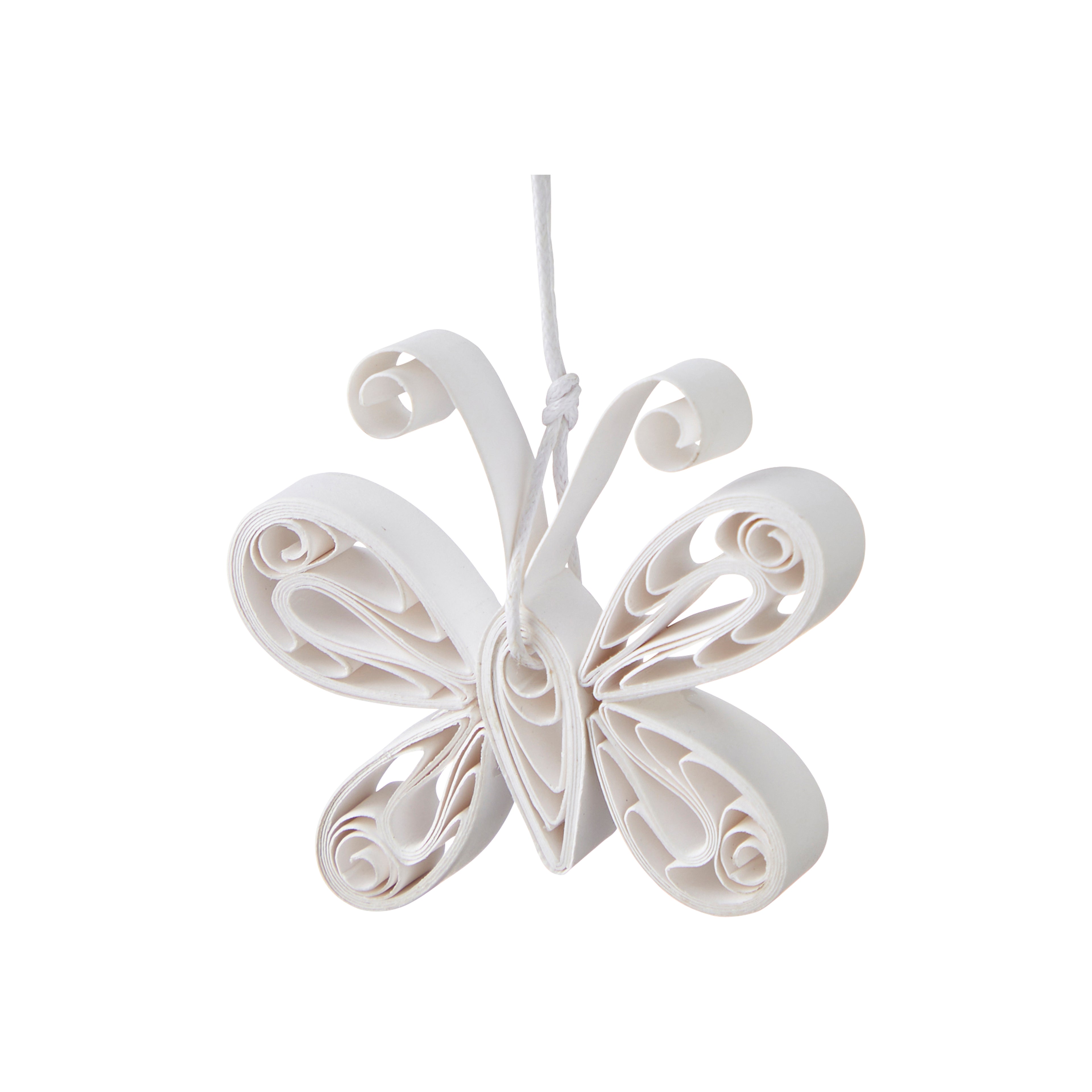 2 tlg. Set Anhänger Blume und Schmetterling, Papier - weiß