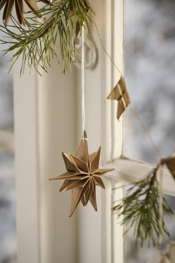 Papieranhänger Stern Stella, 10-kantig - natur
