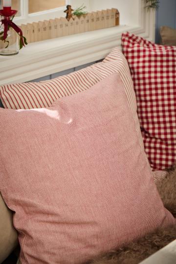 Kissenbezug Bea natur mit roten Streifen - 50x50 cm