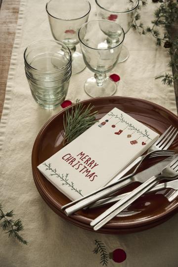 Serviette/ Papierserviette Merry Christmas und Weihnachtsgirlande, 16 Stück