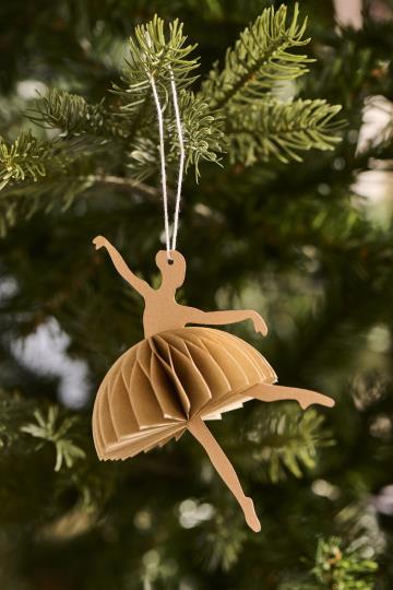 Scherenschnitt Ballerina in Tanzposition, Papier - natur