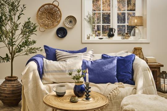 Plaid/ Decke creme mit Waffelmuster - 130x160 cm