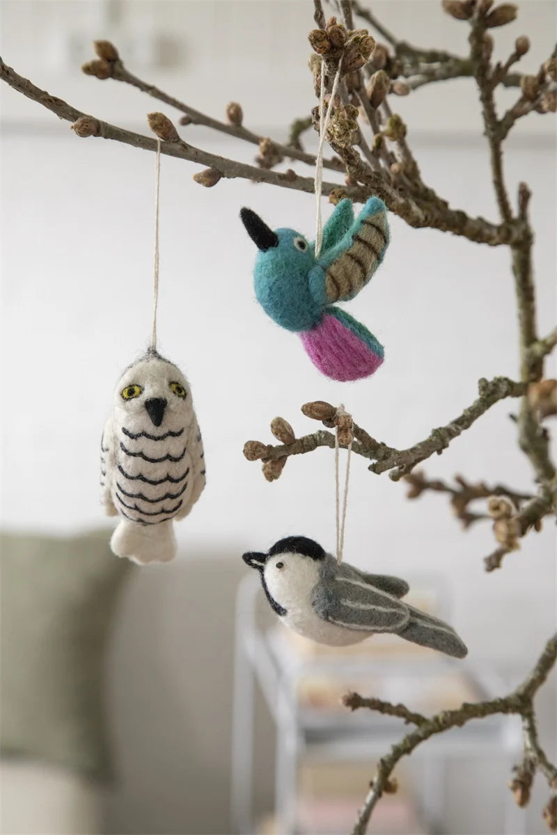 Vogel/ Filz Kolibri Türkis/ Green - 7 cm
