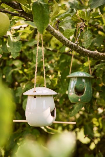 Vogelfutterhaus zum hängen, Keramik - Petrol