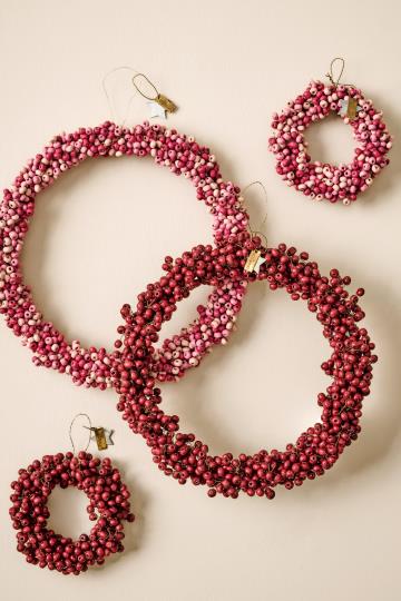 Kranz aus Holzperlen handgefertigt, rosa/ pink - Ø: 10 cm