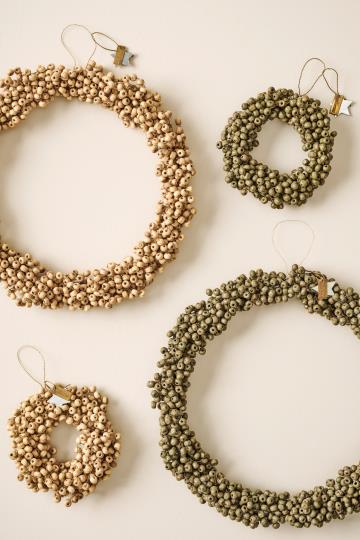 Kranz aus Holzperlen handgefertigt, natur - Ø: 10 cm