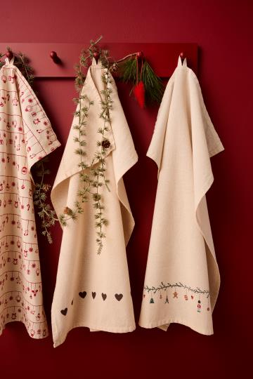 Geschirrtuch Johanne natur mit braunen Herzen