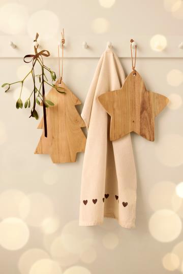 Geschirrtuch Johanne natur mit braunen Herzen