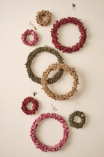 Kranz aus Holzperlen handgefertigt, rosa/ pink - Ø: 10 cm