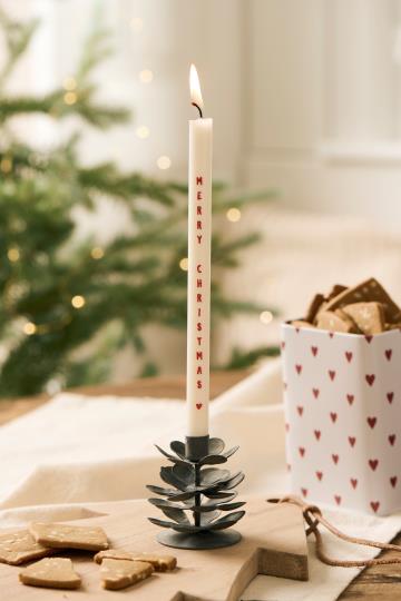 Pencil Kerze/ dünne hohe Kerze mit Merry Christmas Aufschrift, Stearin - Ø:1,3 H:20